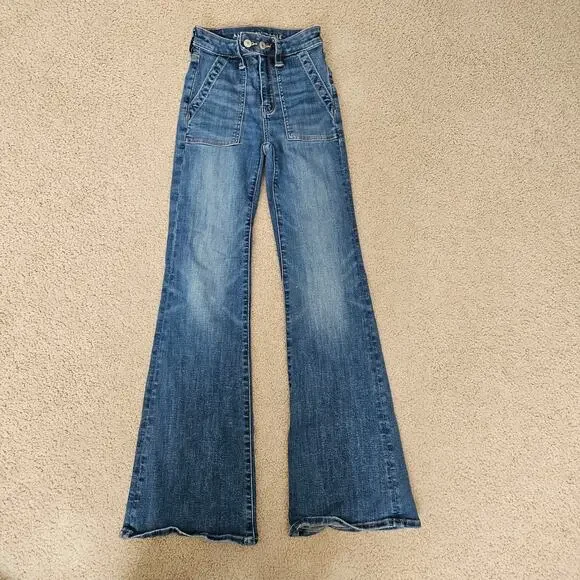 American Eagle AE Next Level Super High-Waisted Flare Jean 000R - Picture 2 of 8